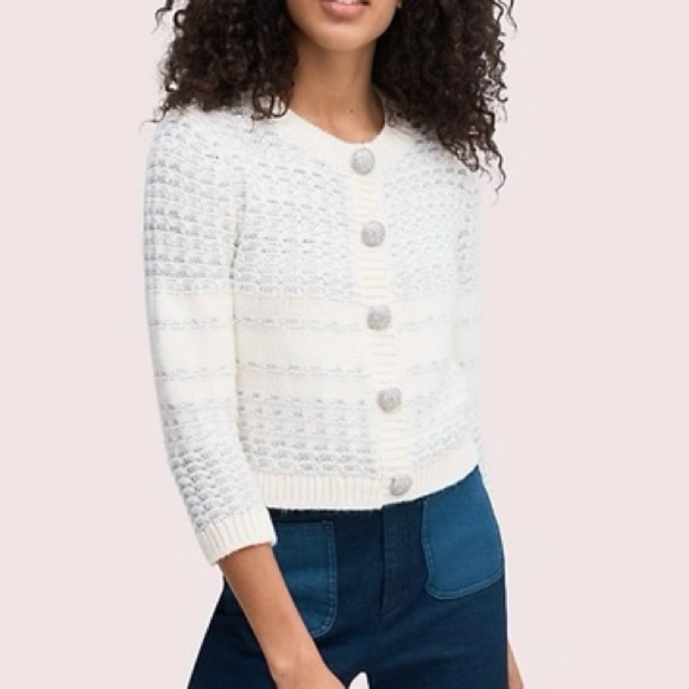NWOT KATE SPADE JEWEL BUTTON TEXTURED CARDIGAN IN SIZE MEDIUM